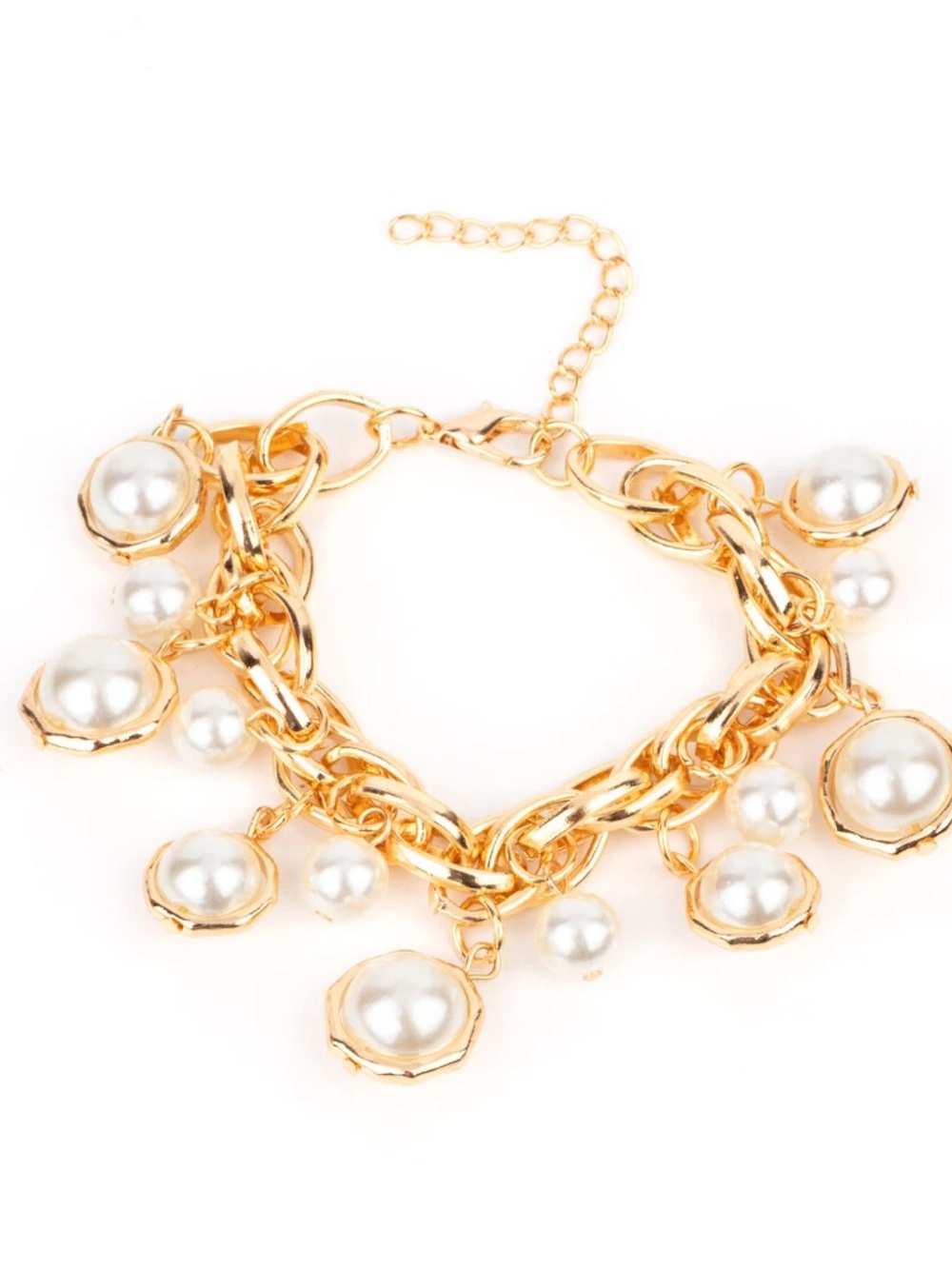 paparazzi Gold Pearl Charm Link Bracelet